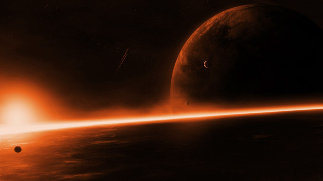 Space scene bright light streaking free wallpaper for desktop - medium preview image