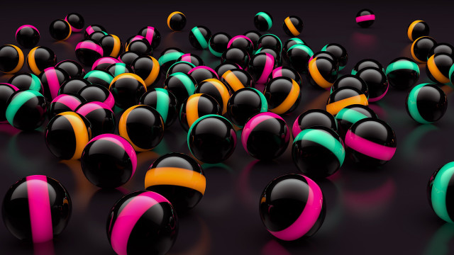Black pink balls yellow background free wallpaper for desktop - medium preview image
