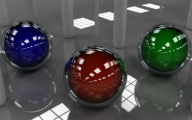 Three balls room columns windows free wallpaper for desktop - medium preview image