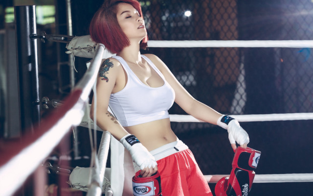 Redhair tattoos boxinggloves white top free wallpaper for desktop - medium preview image