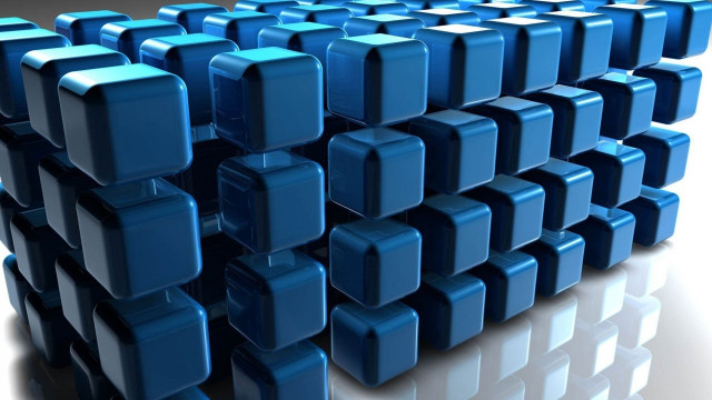 Blue cubes white table reflective free wallpaper for desktop - medium preview image