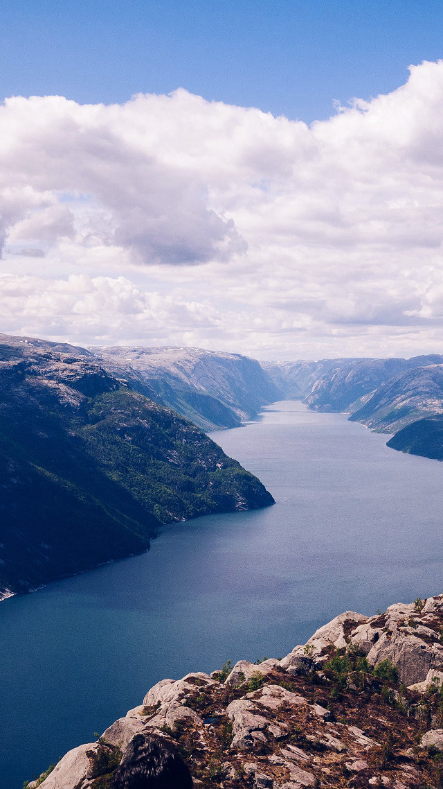 Lake mountains cloudy sky nature free wallpaper for mobile - medium preview image