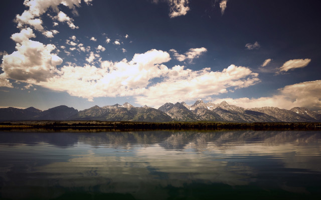 Lake mountains clouds sky reflection free wallpaper for desktop - medium preview image