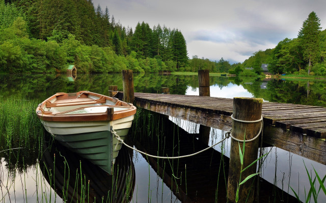 Lake dock forest clouds matte #2 free wallpaper for desktop - medium preview image