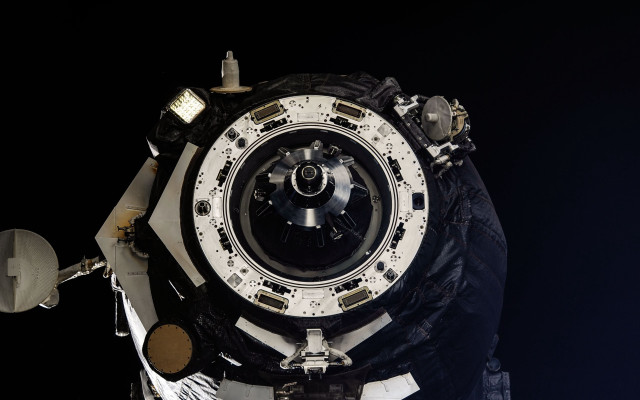 Space station inside black white free wallpaper for desktop - medium preview image