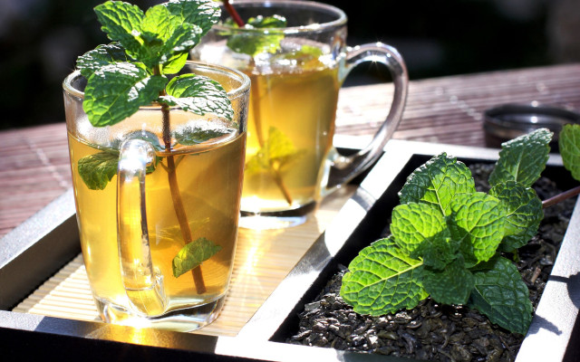Tea glasses mint tray plant free wallpaper for desktop - medium preview image