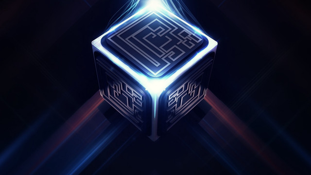 Blue white cube light center free wallpaper for desktop - medium preview image
