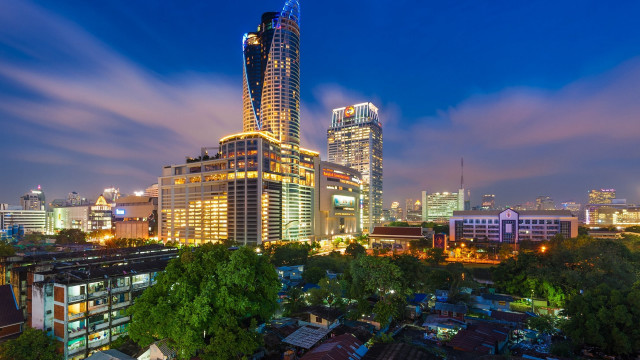 City skyline night blue sky #2 free wallpaper for desktop - medium preview image
