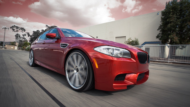 Red car street building red free wallpaper for desktop - medium preview image