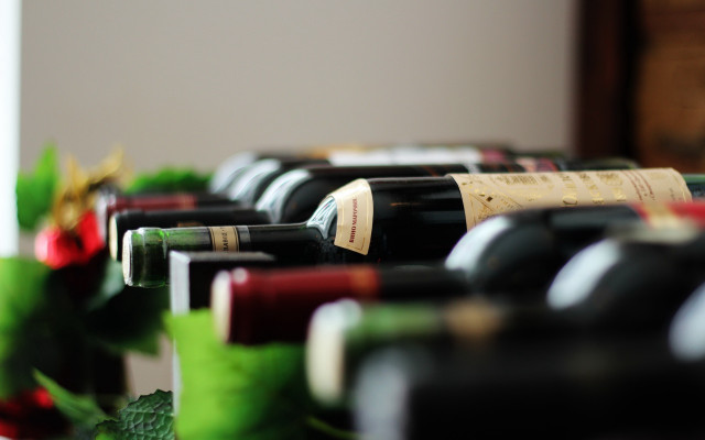 Wine bottles ribbon shallow depth free wallpaper for desktop - medium preview image