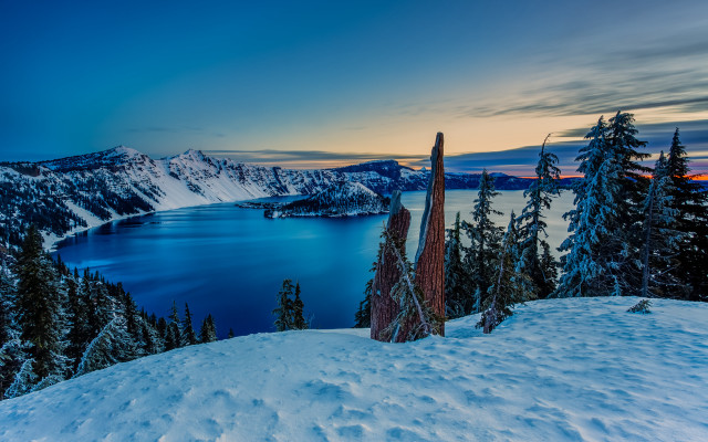Lake mountains sunset snowy hilltop #2 free wallpaper for desktop - medium preview image