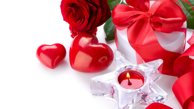 Red rose candle star ribbon free wallpaper for desktop - medium preview image