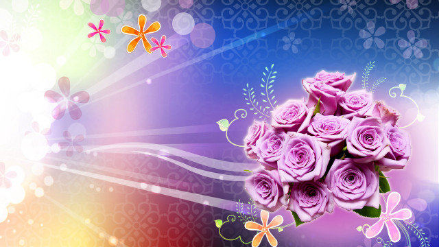 Pink roses butterflies flower border free wallpaper for desktop - medium preview image