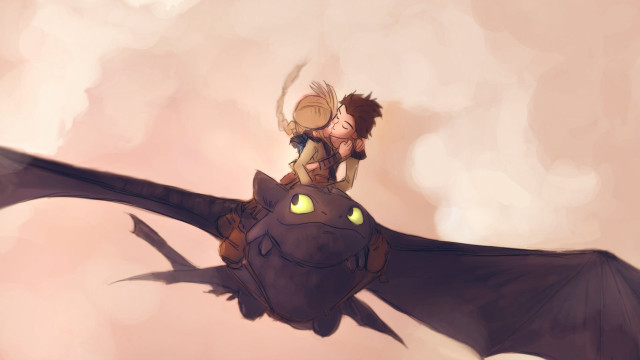 Boy girl dragon sky cloud free wallpaper for desktop - medium preview image