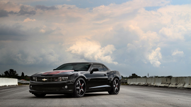 Black car cloudy sky red free wallpaper for desktop - medium preview image