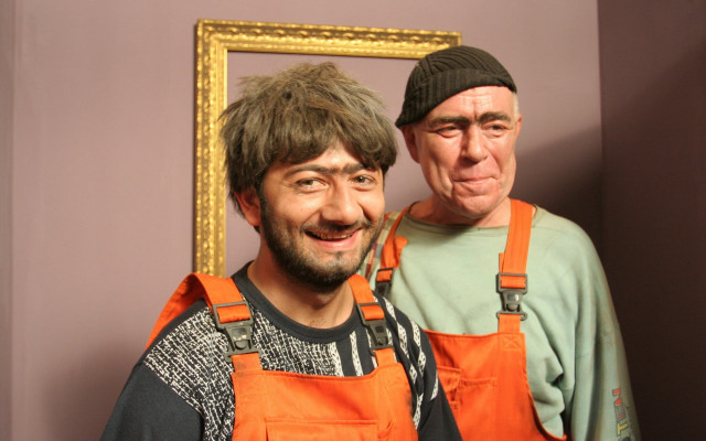 Two men mirror portrait old free wallpaper for desktop - medium preview image