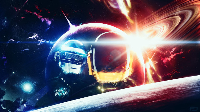 Space astronaut bright light planet free wallpaper for desktop - medium preview image