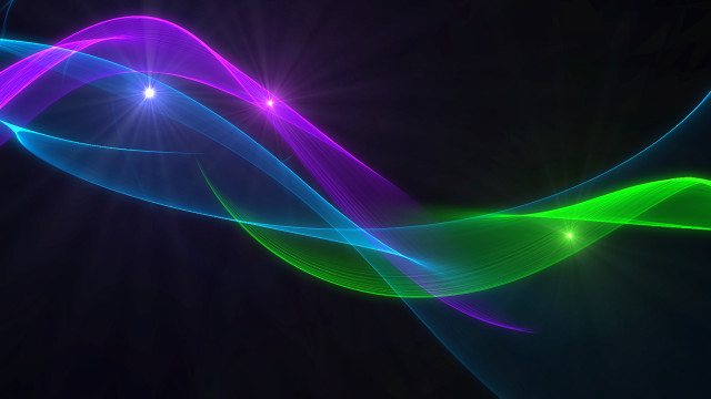 Blue green wave light hologram free wallpaper for desktop - medium preview image