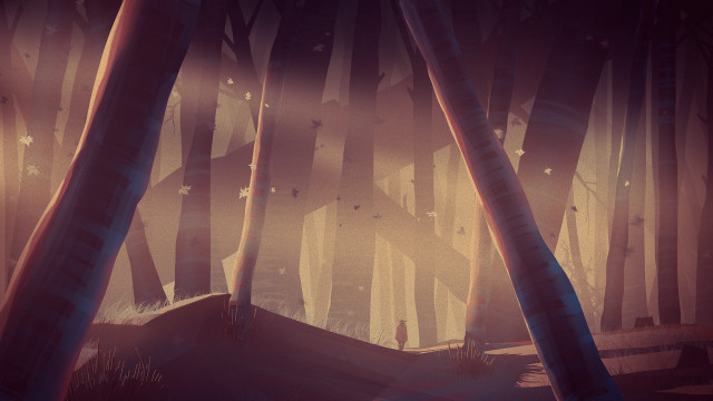 Forest sunbeam figure volumetric lighting free wallpaper for desktop - medium preview image