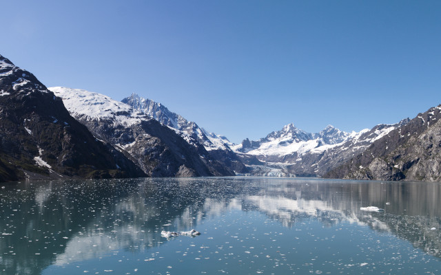 Mountain lake snowy skyline cityscape free wallpaper for desktop - medium preview image