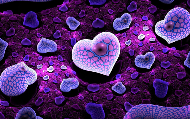 Heart shaped purple blue cells free wallpaper for desktop - medium preview image