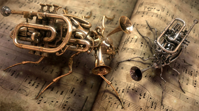 Bug music trumpet surreal biomechanical free wallpaper for desktop - medium preview image