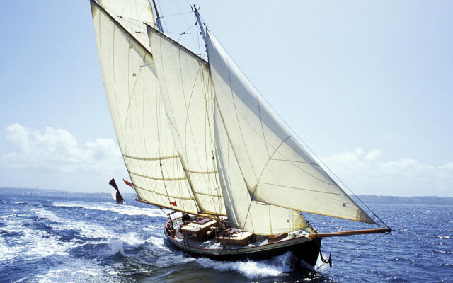 Sailboat water blue sky clouds #2 free wallpaper for desktop - medium preview image
