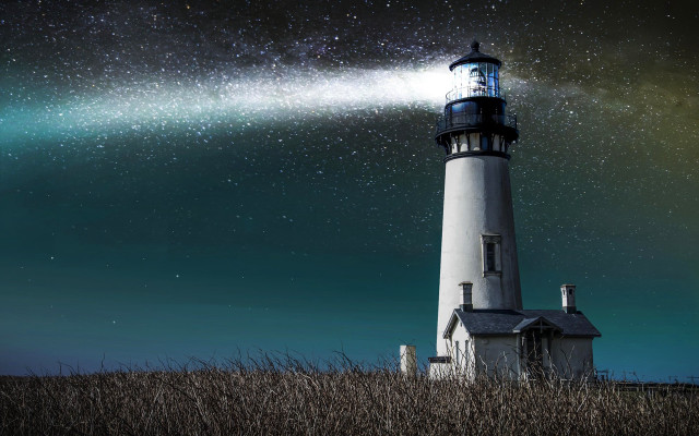 Lighthouse starry sky bright light free wallpaper for desktop - medium preview image