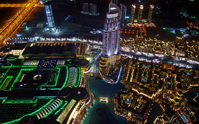 Cityscape night lights ferriswheel cyberpunk free wallpaper for desktop - medium preview image