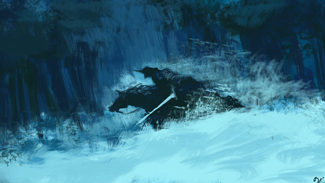 Man riding horse forest winter free wallpaper for desktop - medium preview image