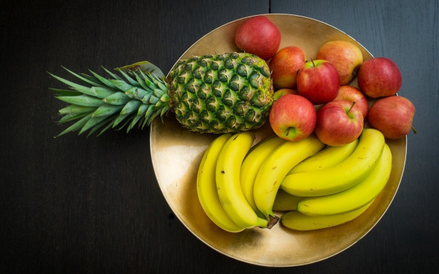 Bowl fruit pineapple apples bananas free wallpaper for desktop - medium preview image