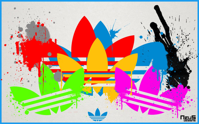 Colorful adidas poster paint splatters free wallpaper for desktop - medium preview image