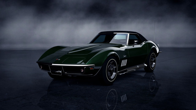 Green sports car fog dark free wallpaper for desktop - medium preview image