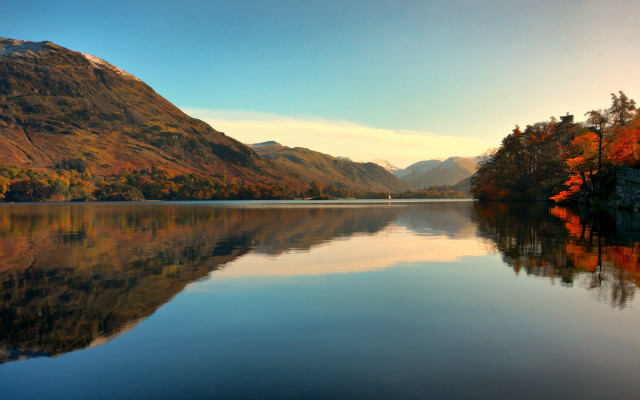 Lake mountains trees boat sky #6 free wallpaper for desktop - medium preview image