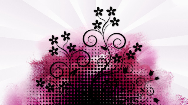 Pink black abstract flower swirls free wallpaper for desktop - medium preview image