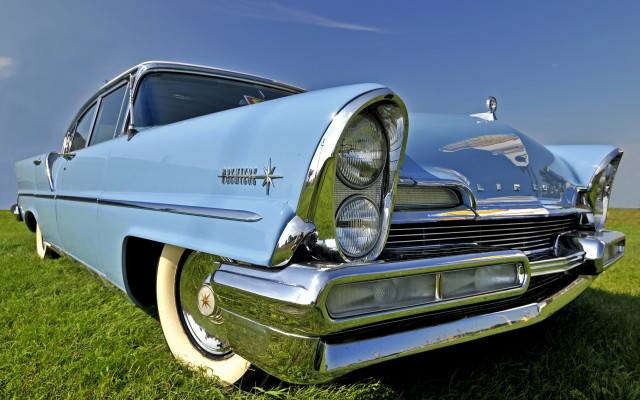 Classic car field sky clouds free wallpaper for desktop - medium preview image