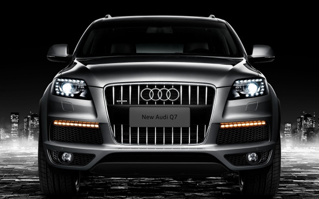 Black white car headlights city free wallpaper for desktop - medium preview image