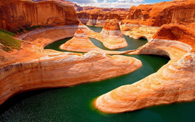 River canyon cliffs blue sky free wallpaper for desktop - medium preview image