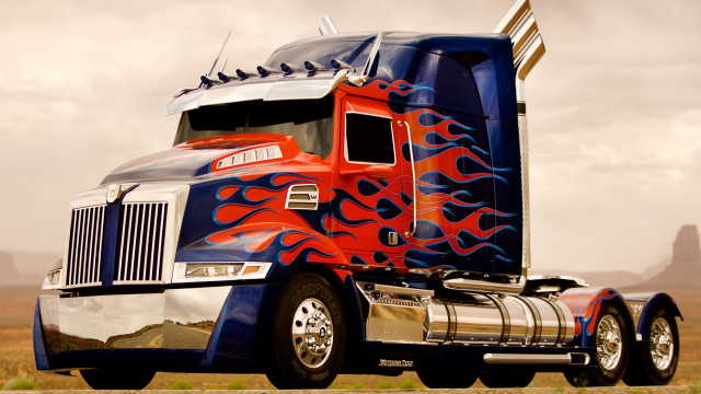 Semi truck flame paint road free wallpaper for desktop - medium preview image