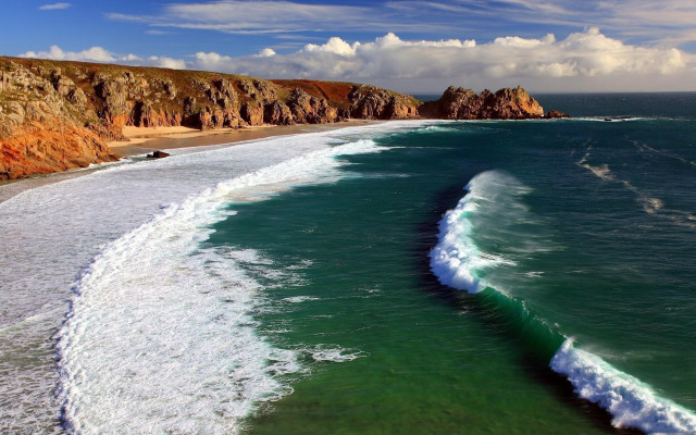 Beach wave cliff sky ocean free wallpaper for desktop - medium preview image