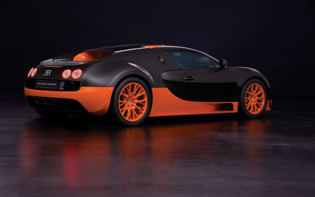 Black orange bugatti reflection matte free wallpaper for desktop - medium preview image