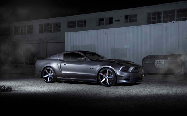 Silver mustang garage smoke hood free wallpaper for desktop - medium preview image