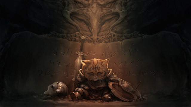 Cat trash cave gianthead fantasy free wallpaper for desktop - medium preview image