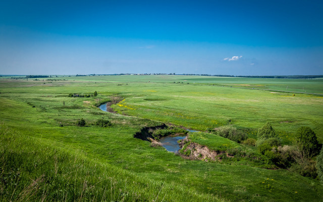 Widefield stream blue sky clouds free wallpaper for desktop - medium preview image