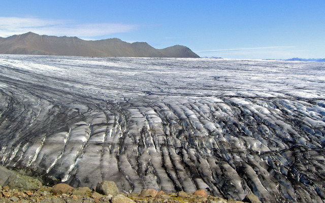 Large glacier mountain blue sky free wallpaper for desktop - medium preview image