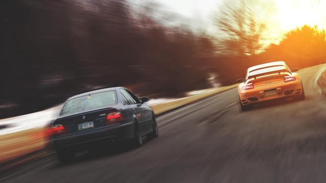 Two cars driving sunny day #3 free wallpaper for desktop - medium preview image