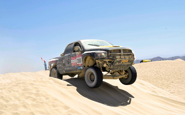 Desert truck man sand dunes free wallpaper for desktop - medium preview image