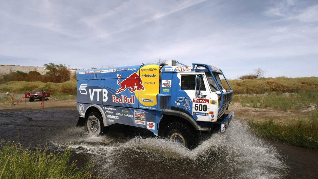 Truck water puddle forest sky free wallpaper for desktop - medium preview image
