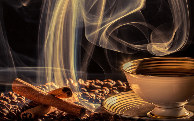Coffee smoke cinnamon beans foodphotography free wallpaper for desktop - medium preview image
