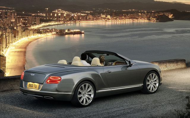 Silver convertible ocean city lights free wallpaper for desktop - medium preview image